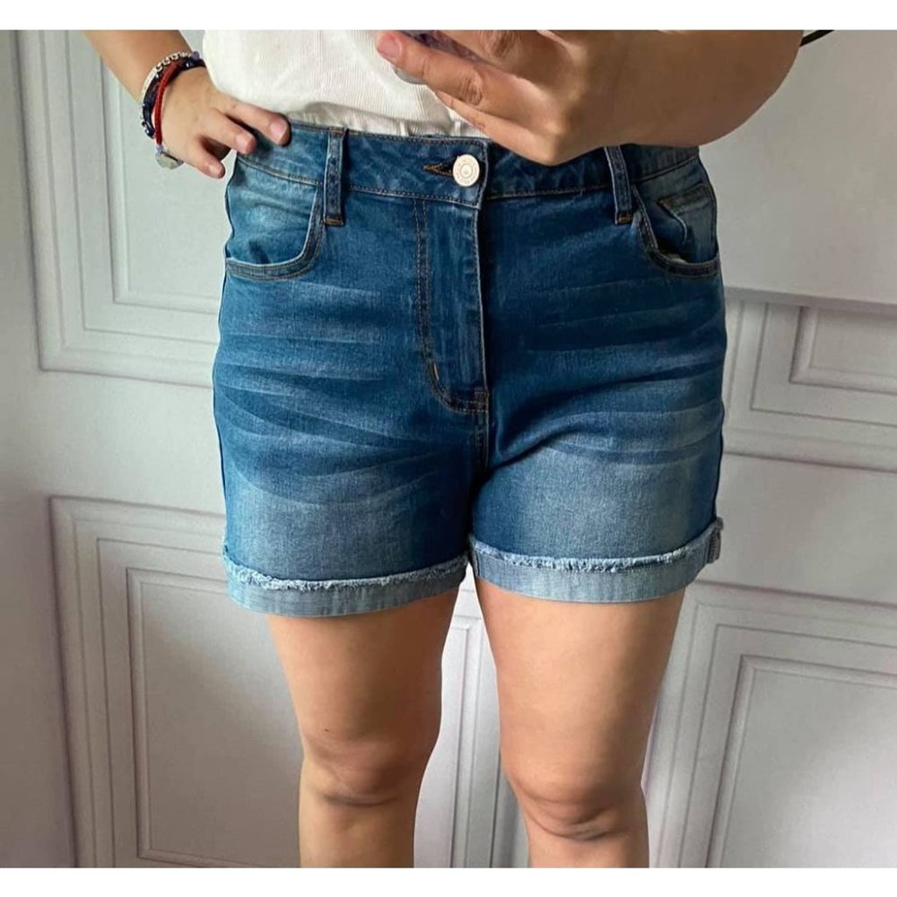 Shirley & Stone Dark Wash Mid-Rise Denim Shorts